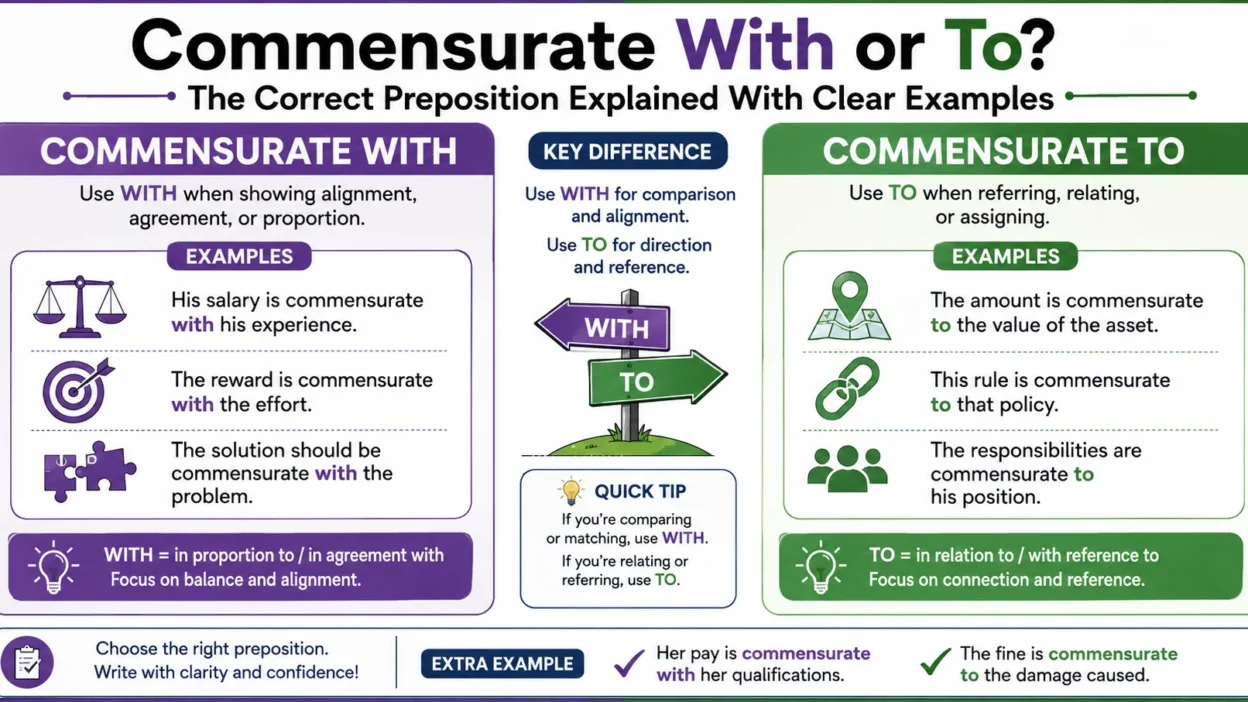 Commensurate With or To? The Correct Preposition Explained With Clear Examples