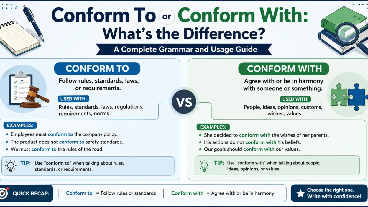 Conform To or Conform With: What's the Difference? A Complete Grammar and Usage Guide