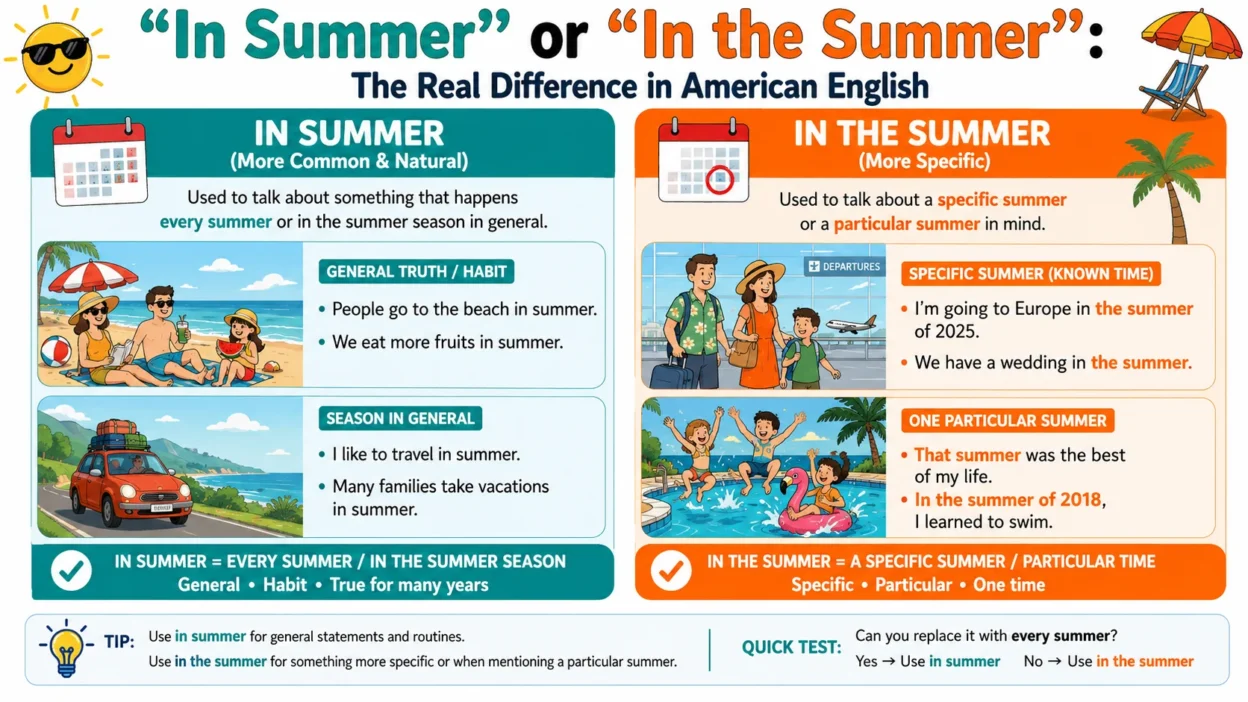 “In Summer” or “In the Summer”: The Real Difference in American English