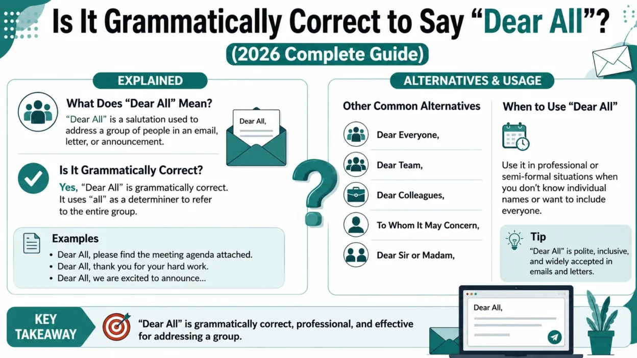Is It Grammatically Correct to Say “Dear All”? (2026 Complete Guide)