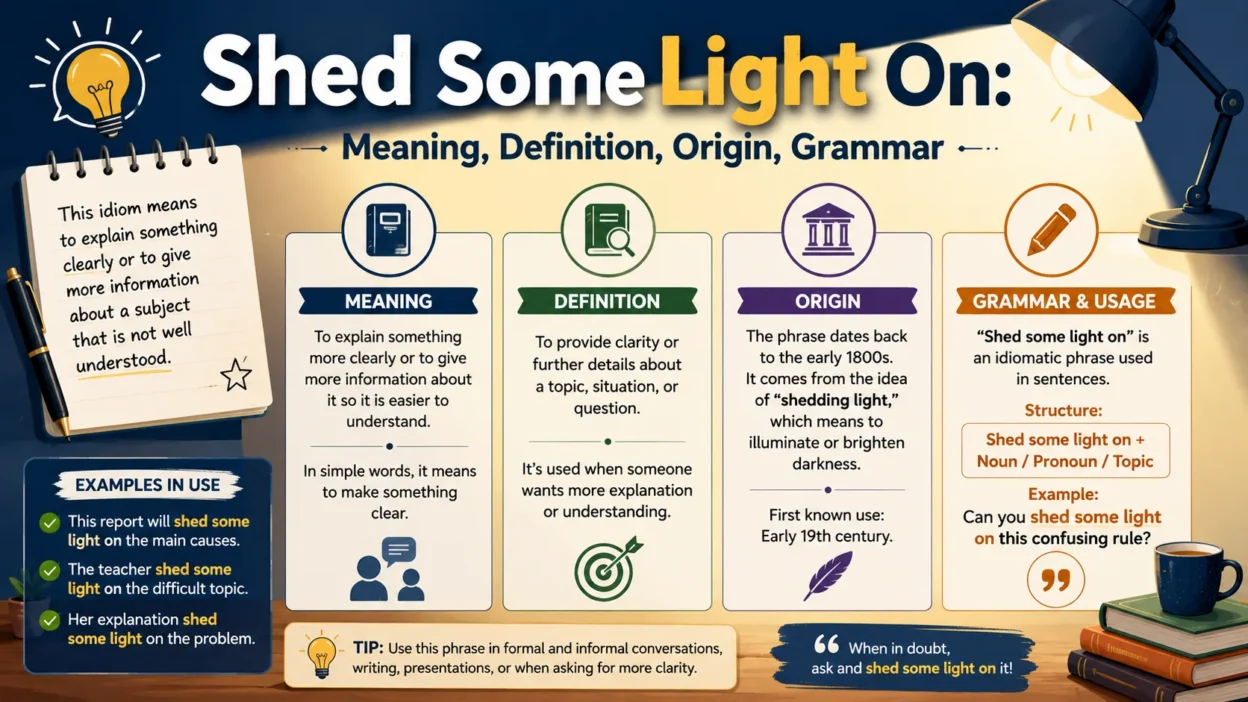 Shed Some Light On: Meaning, Definition, Origin, Grammar