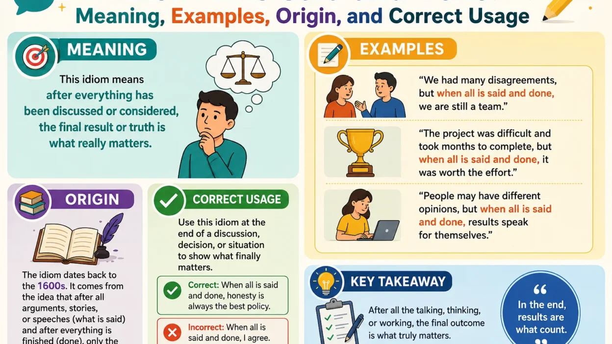 When All Is Said and Done: Meaning, Examples, Origin, and Correct Usage