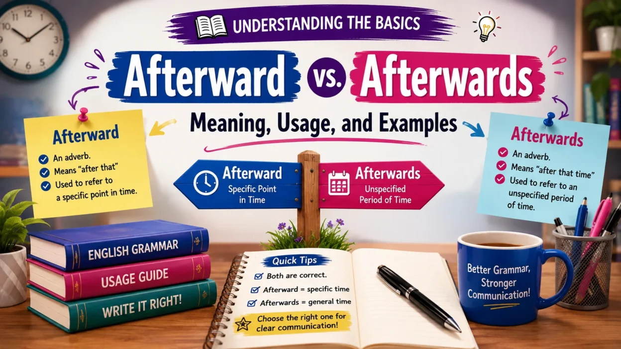 Afterward vs. Afterwards: Meaning, Usage, and Examples