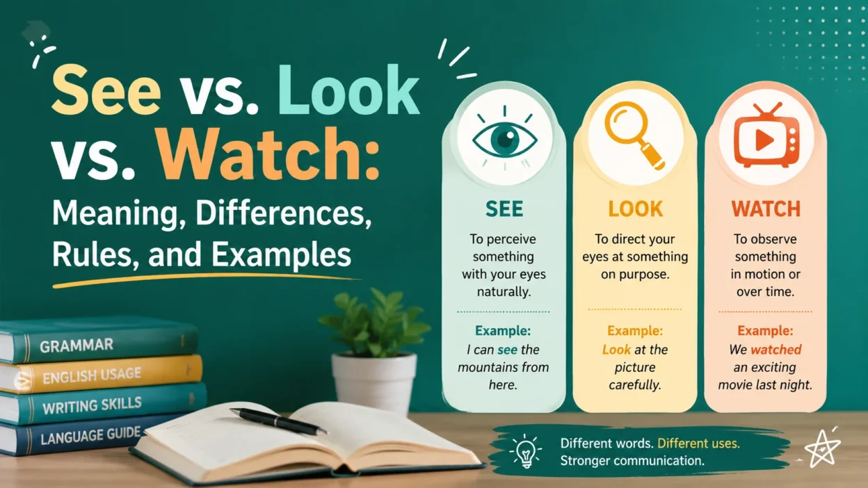 See vs. Look vs. Watch: Meaning, Differences, Rules, and Examples